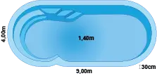 Piscina de fibra Aguazul modelo Porto Seguro